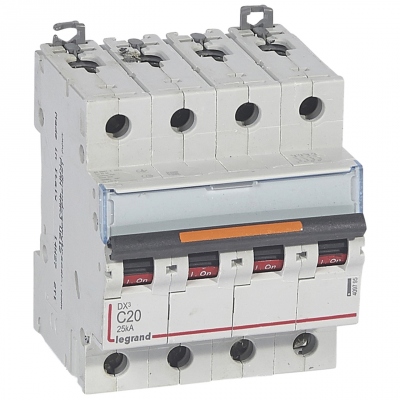 Disjoncteur - Legrand Dx3 - 4 P�les - 20 A - Courbe C - 25kA - Legrand 409795