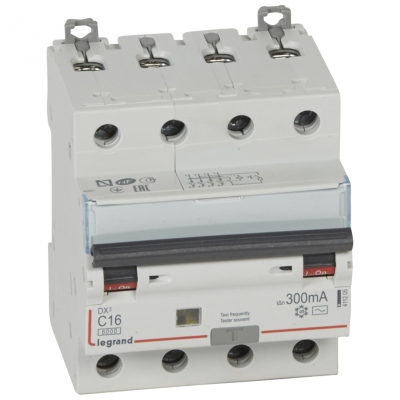 Disjoncteur diff�rentiel Legrand DX3 16A courbe C 300mA 4 Poles type AC - Vis / Vis