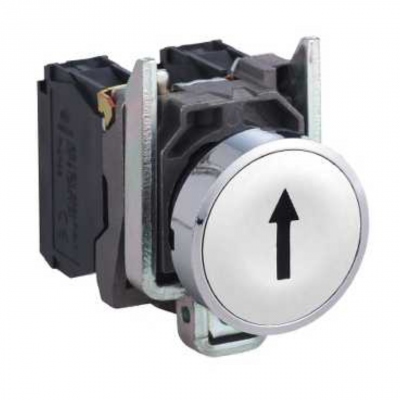 Bouton Poussoir - Marquage Fl�che - Affleurant - 1 NO - Blanc - Complet - Schneider XB4BA3311