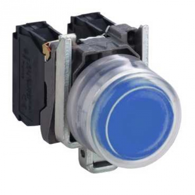 Bouton Poussoir - Capuchonn� - Affleurant - 1 NO - Bleu - Complet - Schneider XB4BP61
