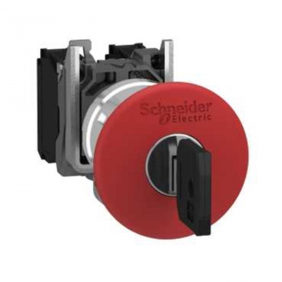 bouton arr�t urgence - cl� 455 - 1O - rouge - D=40 - Schneider electric XB4BS9442