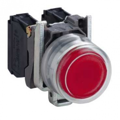 Bouton Poussoir - Capuchonn� - Affleurant - 1 NF - Rouge - Complet - Schneider XB4BP42
