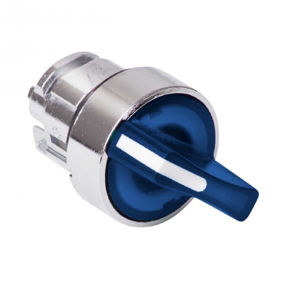 T�te - Bouton Tournant lumineux - 2 positions - Fixe - Bleu - Schneider ZB4BK1263