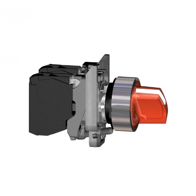 Bouton Tournant lumineux - 2 Positions - 24V - Rouge - Schneider XB4BK124B5