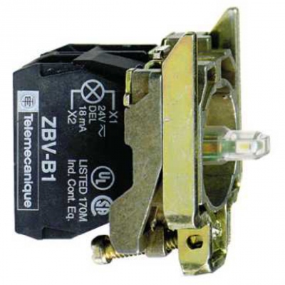 Corps lumineux - A LED - 24V AC - 1NO + 1NF - Blanc - Schneider ZB4BW0B15