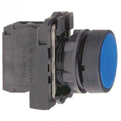 Bouton Poussoir - Affleurant - 1 NO + 1 NF - Bleu - Complet - Schneider XB5AA65