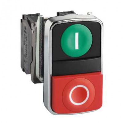 Bouton Poussoir double - 1NO + 1NF - Complet - Schneider XB4BL73415