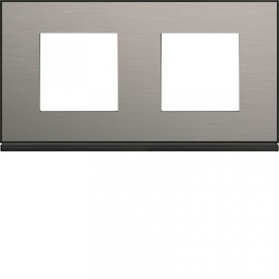 Plaque - 2 postes - Horizontale - 71 mm - Placage Steel - Hager Gallery WXP2112