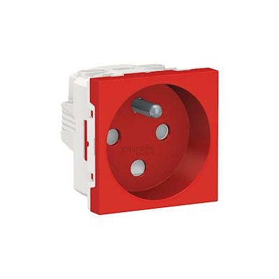 Prise de courant - 2P+T - D�trompage - Bornes � vis - Rouge - Schneider electric NU305103