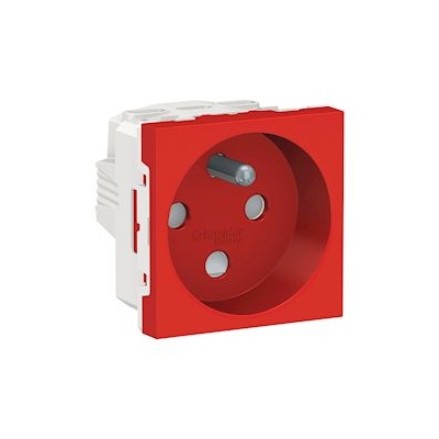 Prise de courant - Goulotte - 2P+T - Bornes auto - D�trompage - Rouge - Schneider electric NU305103T