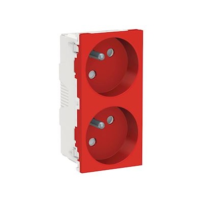 Prise de courant - Goulotte - 2 x 2P+T - 45D - Bornes auto - Rouge - Schneider electric NU306903T