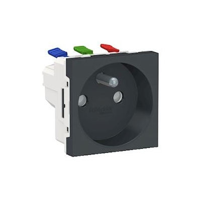 Prise de courant - 2P+T - Bornes auto - Anthracite - Schneider electric NU305954