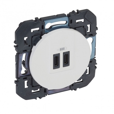 Chargeur - 2 USB - Type C+C - 3A - 15W - Blanc - Legrand Dooxie 600345