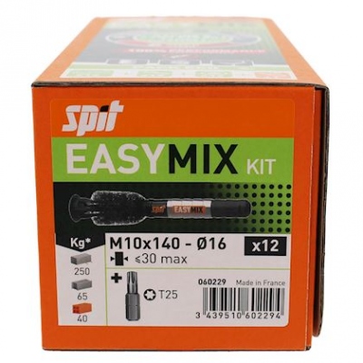 Cheville mcano-chimique - Spit Easy-Mix - 10 x 140 mm - Boite de 12 - Spit 060229
