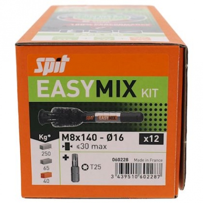 Cheville m�cano-chimique - Spit Easy-Mix - 8 x 140 mm - Boite de 12 - Spit 060228