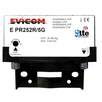 Pr�amplificateur UHF LTE-5G - 1 entr�e - 25 DB - R�glable - Evicom EPR252R5G