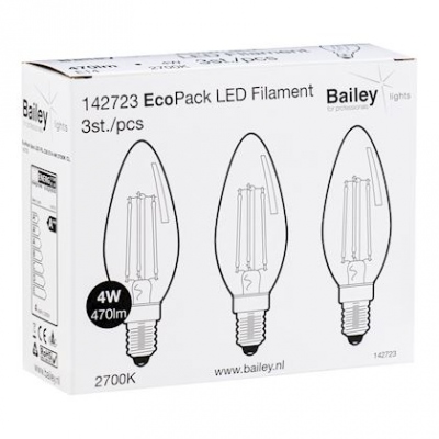Ampoule � LED - Bailey Filament - Culot E14 - 4W - 2700K - C35 - Lot de 3 - BAILEY 142723