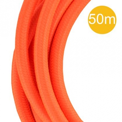 Cble Textile - 50 mtres - 2 x 0.75 mm2 - Orange - Bailey 142551
