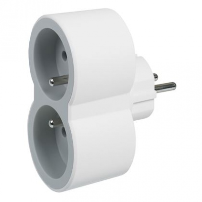 Fiche multiprise - 2 x 2P+T - Frontale - Blanc / Gris - Legrand 049431