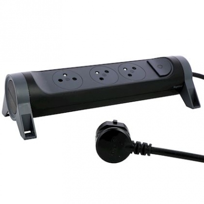 Bloc multiprise - 3 x 2P+T - Rotatif - 1.5 M�tre - Noir - Legrand 049444
