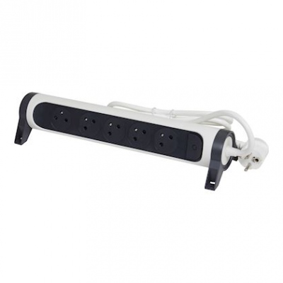 Bloc multiprise - 5 x 2P+T - Rotatif - 3 M�tres - Blanc / Noir - Legrand 049461
