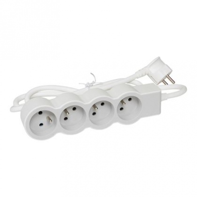 Rallonge multprise - 4 x 2P+T - 1.5 M�tre - Blanc / Gris - Legrand 049475