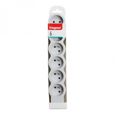 Rallonge multprise - 6 x 2P+T - A cabler - Blanc / Gris - Legrand 049499