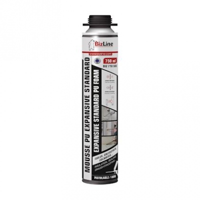 Mousse PU - Expansive - Standard - Pistolable - Jaune - 750 Ml - Bizline 710588