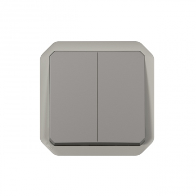 Double bouton poussoir - Volets roulants - Gris - Composable - Legrand Plexo 069539L