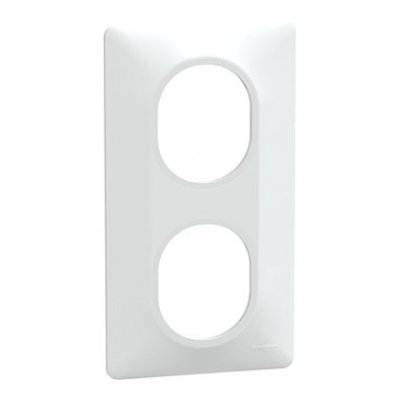 Plaque de finition - 2 Postes - Verticale - 71 mm - Blanc - Schneider Electric S320724