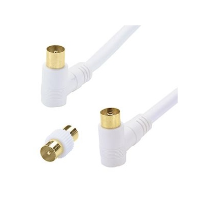 Cable TV - 9.52 mm - Coud� � 90 Degr�s - M / F - Privil�ge - 2 M�tres + Adaptateur - Erard 4499