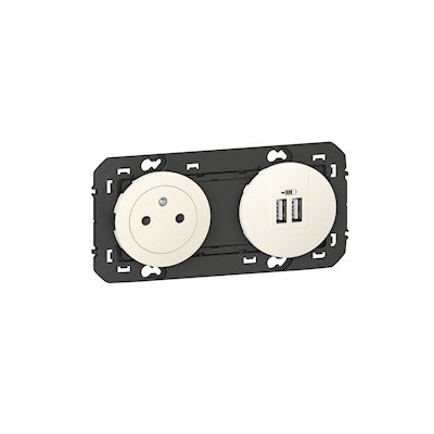 Prise de courant - 2P+T - Avec chargeur USB - 2 postes - Blanc - Legrand Dooxie 600342
