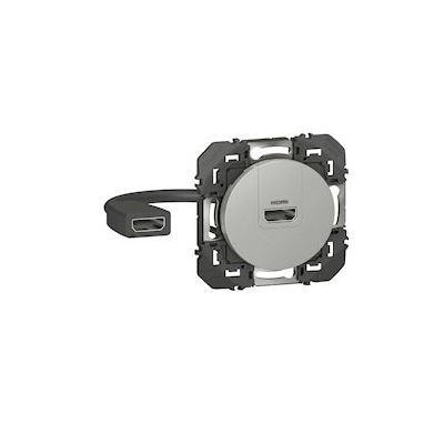 Prise HDMI Pr�-connect�e - Alu - Legrand Dooxie 600485