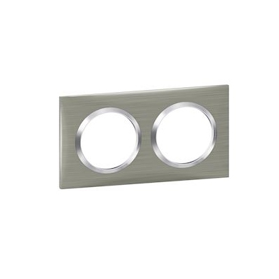 Plaque Legrand Dooxie - 2 postes - Style Inox Bross� - Legrand 600872