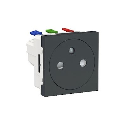 Prise de courant - 2P+T - Affleurante - Bornes auto - Anthracite - Schneider electric NU305254