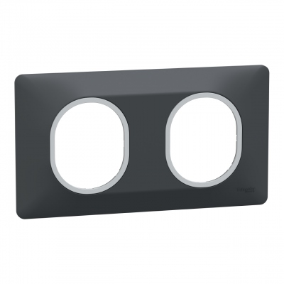 Plaque de finition - Ovalis - 2 Postes - Horizontale - 71 mm - Anthracite argent� - Schneider Electric S340704G
