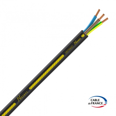 Cable lectrique - Rigide - R2V - 3G2.5 mm - Bobine de 25 Mtres - Distingo