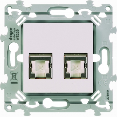 Prise RJ45 - Cat�gorie 6 - STP - Double - Grade 2 TV - Pure - Hager Essensya WE227