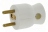 Fiche male 16A 2P+T en plastique avec sortie lat�rale blanc
