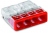 Borne pour boite de d�rivation Compact - Wago - 4 conducteurs - 4 x 0.5 � 2.5 mm� - Transparent / Rouge