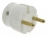 Fiche male 16A 2P en plastique extra plate sortie lat�rale blanc