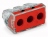 Borne pour boite de d�rivation - Wago - 3 conducteurs - 3 x 2.5 � 6 mm� - Transparent / Rouge