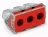 Borne pour boite de d�rivation - Wago - 3 conducteurs - 3 x 2.5 � 6 mm� - Transparent / Rouge