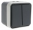 Bouton poussoir double NO-NF 10A Hager Cubyko saillie complet gris
